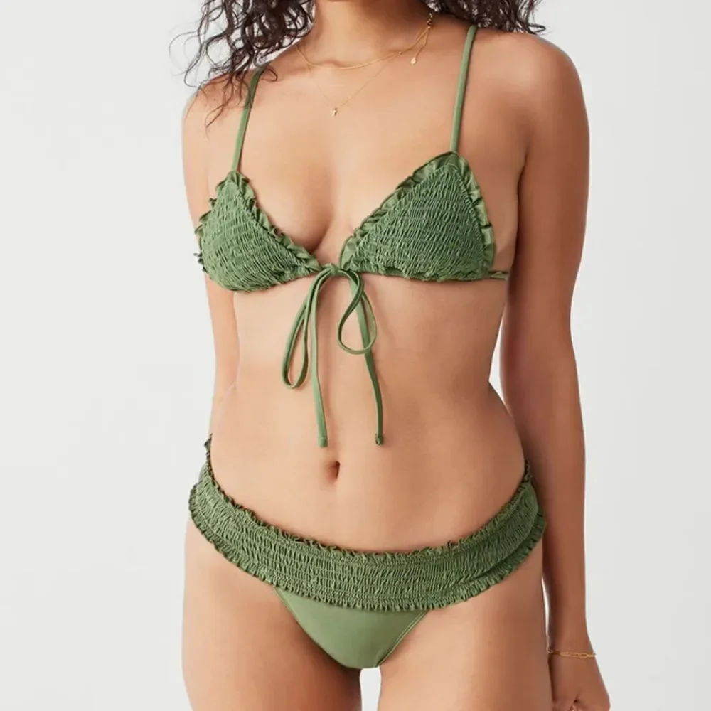 Frankie’s Bikinis Penny Satin Bikini Top in Sea Moss